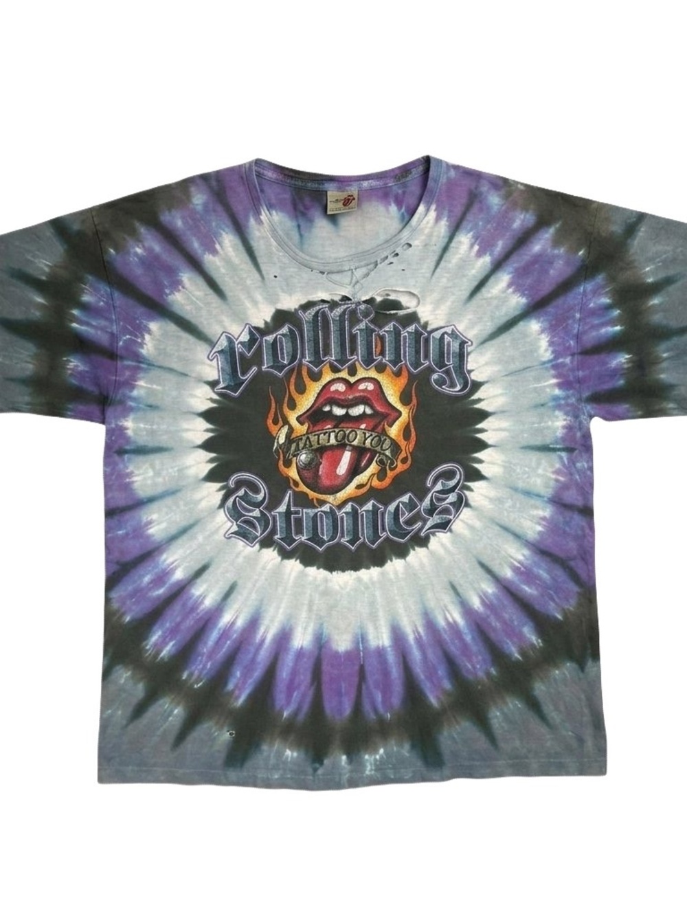 Vintage Rolling Stones Tattoo You Tie Dye Shirt XL Liquid Blue 2003 Tee